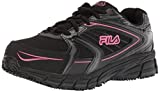 Fila Women's Memory Reckoning 8 Slip Resistant Steel Toe Running Shoe Food Service, Black/Black/Knockout Pink, 9.5