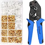 Wire Terminal Crimping Tool Kit, Qibaok Ratcheting Wire Crimper AWG 22-16(0.5-1.5mm) with 500PCS Female Male Spade Connectors & Bullet Connectors Terminals