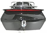 Black Motorcycle Trunk Tail Box Luggage Universal w/Top Rack & Backrest & Tail Light 8" X 8 "