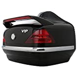 EGO BIKE Black Motorcycle Hard Trunk Top Case with Backrest and Tail Light for Harley Davidson, Honda, Yamaha, Suzuki, Vulcan