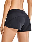CRZ YOGA Women's Quick Dry Workout Running Shorts Mesh Liner - 2.5 inches Drawstring Sport Gym Athletic Shorts Zip Pocket Black X-Small