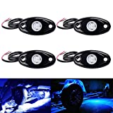 LY8 4Pods LED Rock Lights Blue Neon Underglow Light for Car Truck ATV UTV SUV Jeep Boat Underbody Glow Trail Rig Lamp Waterproof (Blue)