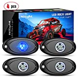 Nilight LED Rock Light 4PCS Blue Light Pods Waterproof Under Body Wheel Well Light Exterior Interior Lights for Car Truck Pickups ATV UTV SUV Motorcycle Boat, 2 Years Warranty