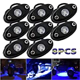 LEDMIRCY LED Rock Lights Blue 8PCS for Off Road Truck Car Boat ATV SUV Waterproof High Power Underbody Neon Trail Lights Underglow Lights Interior Exterior Shockproof(8PCS-Blue)