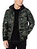 GUESS Men's Hooded Print Puffer Jacket, Olive Camo, X-Large