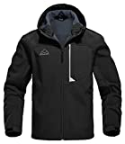 Rdruko Men's Outdoor Softshell Jacket Fleece Lined Waterproof Hiking Climbing Hooded Jacket(Black, US XL)