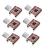 ALMOCN 6PCS A4988 Stepstick Stepper Motor Driver Module with Heat Sink for 3D Printer Controller Ramps 1.4,Red (6PCS A4988)