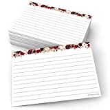 321Done Floral Ruled Index Cards - Made in USA - Large 4x6 (Set of 50), College-Ruled Lined Notecards Double-Sided, Thick Heavy Duty Cardstock, Cute Pretty Flowers Red Roses on White Note Cards Lines