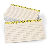 321Done Sunflower Index Cards - Made in USA - Small 3x5 (Set of 50) Rustic Kraft Tan Narrow-Ruled Lined Notecards Double-Sided, Thick Heavy Duty Cardstock, Cute Pretty Sun Flowers Floral Ruled Lines