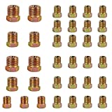 Brake Line Fitting Kit - Muhize 35 PCS Brass Brake Line Nuts Assortment for Inverted Flares on 3/16" (19 Fittings) and 1/4" (16 Fittings) Brake Line Tube