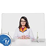 FOUR FEET 48 W x 32 H - 3" Cutout - Sneeze Guard Countertop Plexiglass Shield - Portable Plastic Acrylic Cough Protection Barrier - Employee Cashier Transaction Safety