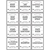 White Waterproof Labels for Bottles, Farmhouse Bathroom/Kitchen Hand Soap Dispenser Label Stickers, 16oz/32oz Bottle Labels for Soap, Lotion, Shampoo and Conditioner, Removable Cleaning Labels,12Pack