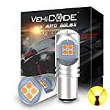 VehiCode 1157 LED Bulb Amber 1157A LED Turn Signal Light Super Bright 12V-24V 2057 2057A 2357 2357A 7528 3496 Dual Function Replacement for Car Yellow Blinker 1157NA 2357NA P21/5W Lamp (2 Pack)