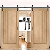 VEVOR Sliding Barn Door Hardware Kit, 12FT Barn Door Kit, 330LBS Load-Bearing Double Barn Door Hardware Kit, Carbon Steel Barn Door Track, Darn Door for 1.37-1.77" Thickness & 6FT Wide Door Panel…