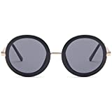 SUNLOUNGER Womens UV400 Vintage Retro Sunglasses – Grey Lens on Gold & Black Frame