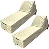 Patio Chaise Lounge Cover, Waterproof Sunlounger Cover, 420D Upgraded Heavy Duty Outdoor Lounge Chair Cover, Anti-UV and Dustproof Lawn Furniture Cover, 2 Pack Durable Oxford Cloth and Large 82 Inch