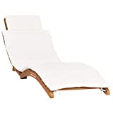 Tidyard Folding Sun Lounger with Cushion Wooden Chaise Lounge Chair Outdoor Teak Wood Recliner Sunlounger for Patio, Poolside, Balcony, Backyard, Garden 68.9 x 19.7 x 21.7 Inches (L x W x H)