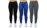 Galaxy by Harvic Women's Slim Fit Fleece Joggers Sweatpants with Zipper Pockets 3 Pack