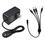 ZOSI 12V 2A 100V-240V US AC to DC Power Supply Adapter & 4-Way Power Splitter Cable for CCTV Home Security Camera Surveillance System