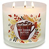 Candles for Home Scented, Large 3 Wick Hot Cocoa Butter Scented Candle, 14.6 Oz Natural Soy Wax with Essential Oils for Stress Relief, 75 Hours Long-Lasting, Candles Gifts for Women