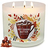 Candles for Home Scented, Large 3 Wick Hot Cocoa Butter Scented Candle, 13.4 Oz Aromatherapy Candles for Stress Relief, Bath, Yoga, 75 Hours Long-Lasting, Candles Gifts for Women