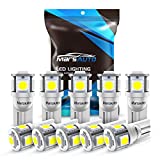 Marsauto 194 LED Light Bulb 6000K 168 T10 2825 5SMD LED Replacement Bulbs for Car Dome Map Door Courtesy License Plate Lights (Pack of 10)