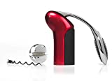 Rabbit Original Vertical Lever Corkscrew Wine Opener with Foil Cutter and Extra Spiral (Candy Apple Red)