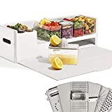 Prepdeck Recipe Preparation Kit and Storage, 8 Premium Prepping Tools, Cutting Board with 15 Tritan Plastic Food Containers with Lids, Removable Trash Bin, Microwave and Top-Rack Dishwasher Safe