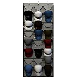 Unjumbly Baseball Hat Rack, 24 Pocket Over-The-Door Cap Organizer with Clear Deep Pockets to Display Your Baseball Caps Collection, Complete with 3 Over Door Hooks, Fit 1 3/8" and 1 3/4" Door Width