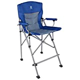 EVER ADVANCED Tall Folding Chair 31", Portable Directors Chair, Bar Height Camping Chair with Carry Bag and Footrest, Armrest, Heavy Duty Supports 300 Lbs, Blue