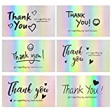 120Pcs Thank You Cards Small Business, FZR Legend Mini 6 Styles Thank You for Supporting Cards Notes Shopping Holographic Thanks Greeting Cards for Retail Store Owner Goods Customer 2x3.5 Inch