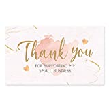 120 Thank You For Supporting My Small Business Cards (3.5 x 2 Inches), Blush Pink and Gold Theme Custom Thank You Cards for Online, Retail Store, Handmade Goods, Customer Package Inserts