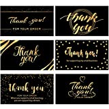 120 Mini Thank You for Your Order Business Cards Shopping Purchase Thanks Greeting Cards to Customer Appreciation Cards for Small Business Owners, 3.5 x 2 Inch (Black and Gold Theme)