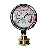 YZM Stainless Steel 304 Liquid Filled Water Pressure Test Gauge,0-220psi, 2-1/2" Dial Display,Oil Filled Pressure Gauge,Water Pressure Gauge.Female 3/4" GHT Garden Hose Thread.