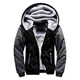 MANLUODANNI Men's Casual Hooed Hoodies Thick Wool Warm Winter Jacket Coats Black XL