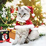 NAMSAN Pet Christmas Costume Cat Santa Outfit Small Dog Xmas Hat with Cloak Set Cat New Year Apparel