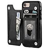 ONETOP for iPhone SE(2022) iPhone SE(2020) iPhone 7/8 Wallet Case with Card Holder, Premium PU Leather Kickstand Card Slots, Double Magnetic Clasp and Durable Shockproof Cover 4.7 Inch(Black)