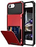 Vofolen for iPhone 6s Case iPhone 8 Wallet iPhone SE 2020 Case Credit Card Holder ID Slot Pocket Dual Layer Protective Bumper Rugged TPU Rubber Armor Hard Shell Cover for iPhone 6 6s 7 8 SE2 (Red)