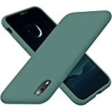 Cordking iPhone XR Case, Silicone Ultra Slim Shockproof Phone Case with [Soft Anti-Scratch Microfiber Lining], 6.1 inch, Midnight Green