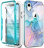 DT Series Case for iPhone XR Case Built with Screen Protector, Lightweight and Stylish Full Body Shockproof Protective Rugged TPU Case for Apple iPhone XR 6.1inch（Marble）