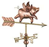 Good Directions 8840PR Flying Pig Cottage Weathervane, Polished Copper with Roof Mount