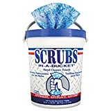 Scrubs - Hand Cleaner Towels, 10 1/2 x 12 1/4, Blue/White, 72/Bucket - 6 Buckets/Carton