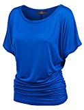 MBJ WT817 Womens Dolman Drape Top with Side Shirring M Royal_Brite