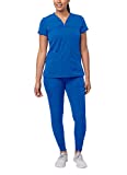 Adar Pro Movement Booster Scrub Set for Women - Sweetheart V-Neck Scrub Top & Yoga Jogger Scrub Pants - P9400 - Royal Blue - M