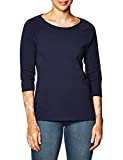 Hanes Women's Stretch Cotton Raglan Sleeve Tee, Navy, Large