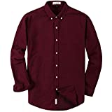 MUSE FATH Men's Long Sleeve Oxford Interview Dress Shirt-Wine Red-L