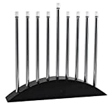 Zion Judaica Large LED Electric Hanukkah Menorah - New Classic Black & Silver Arch Style 14" Wide X 12.5" Tall