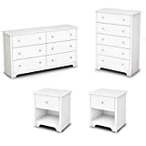 Home Square 6 Drawer Double Dresser 5 Drawer Dresser and 2 Nightstands Set in Pure White