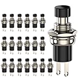 DIYhz Momentary Push Button Switch, 1A 250VAC SPST Mini Pushbutton Switches Normally Open(NO) Black Cap - 20pcs