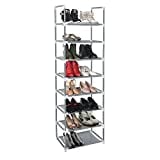 ERONE Shoe Rack Organizer 8 Tiers, Stackable and Durable Shoe Shelf Storage 16 Pairs Metal Shoe Tower Space Saving 18" x 11.9" x 57.7" (Grey)